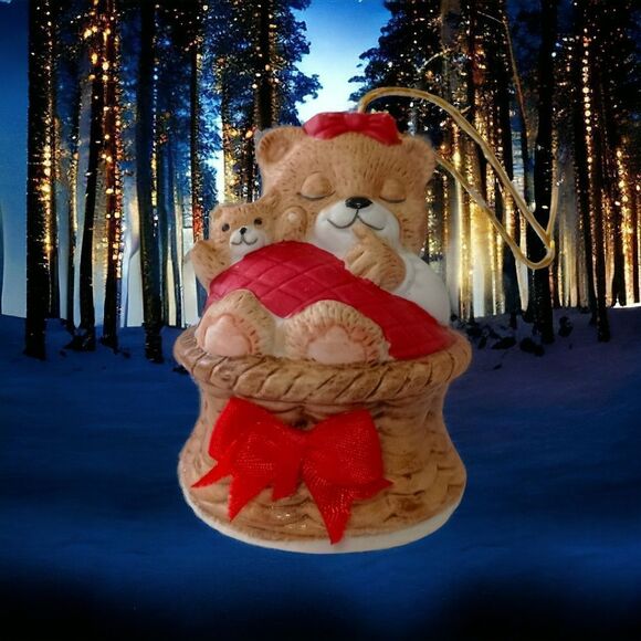 Jasco Sleeping Bear Bell Ornament Vtg Porcelain Merri Bells Miniature Christmas. - Picture 13 of 13
